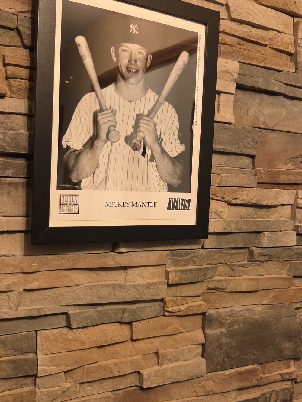 Vintage Black Framed Mickey Mantle Print